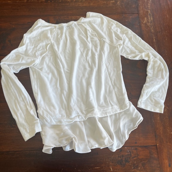 REBECCA TAYLOR Layered Look Exposed Seam Silk Ruffle Hem Long Sleeve Tee Top L - Picture 9 of 9